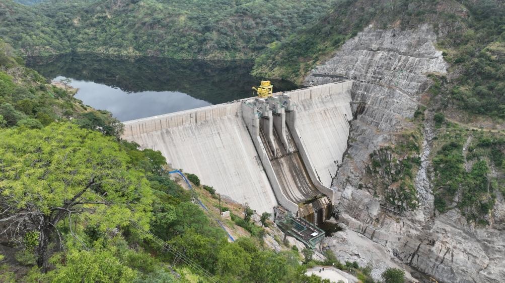 3月23日，航拍的下凱富峽水電站大壩。