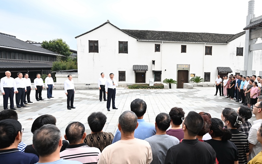 9月20日下午，習(xí)近平總書記在楓橋經(jīng)驗(yàn)陳列館考察。新華社記者 燕雁 攝