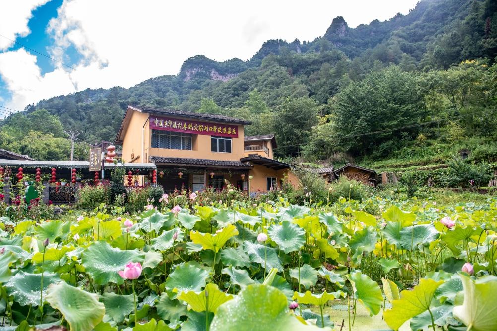 這是8月28日拍攝的華溪村村民開設(shè)的農(nóng)家樂外景。新華社記者 唐奕 攝