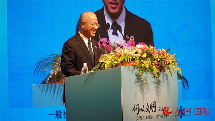日本日中協(xié)會理事長瀨野清水致辭。人民網(wǎng) 蔣曉辰攝