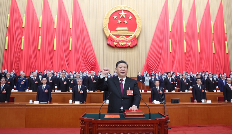 2023年3月10日，習(xí)近平進(jìn)行憲法宣誓。