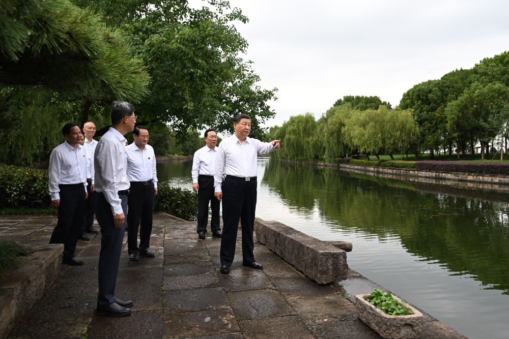 2023年9月20日下午，習近平在浙江省紹興市浙東運河文化園考察。新華社記者 謝環(huán)馳 攝