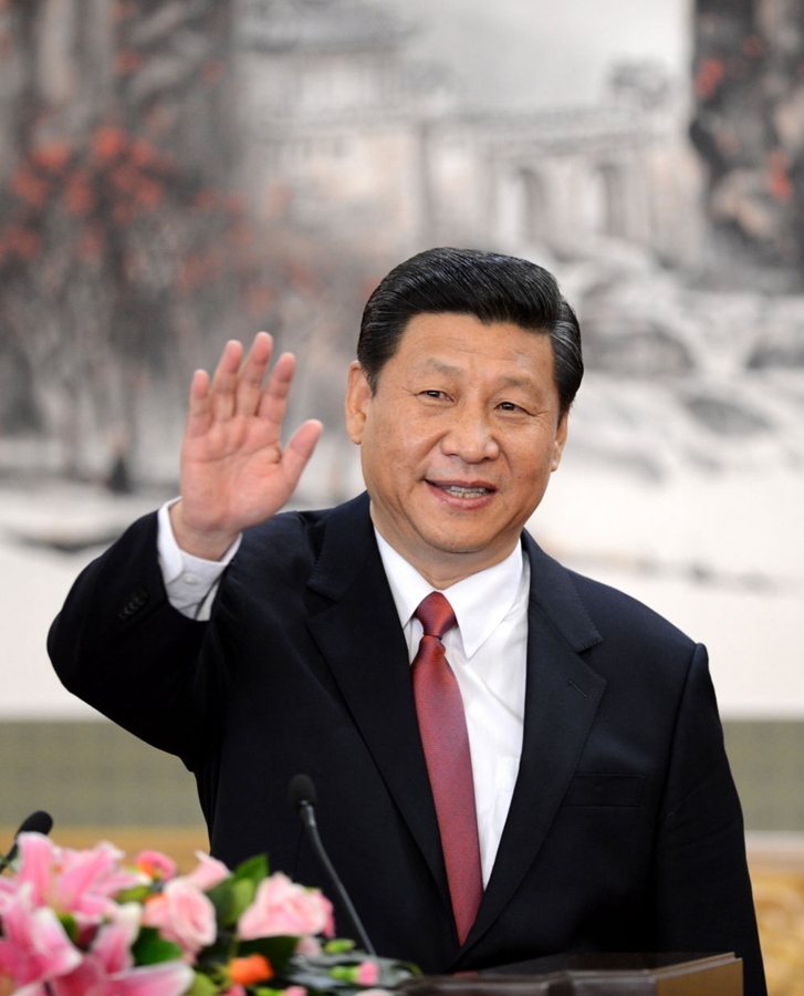 2012年11月15日，剛剛在中共十八屆一中全會上當選中共中央總書記的習近平在北京人民大會堂同采訪十八大的中外記者親切見面。新華社記者 謝環(huán)馳 攝