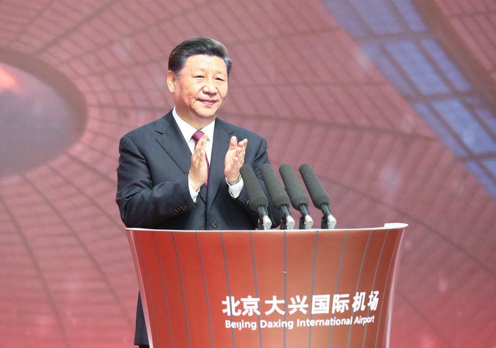 2019年9月25日，習(xí)近平總書記出席北京大興國際機場投運儀式并宣布機場正式投入運營。新華社記者 鞠鵬 攝