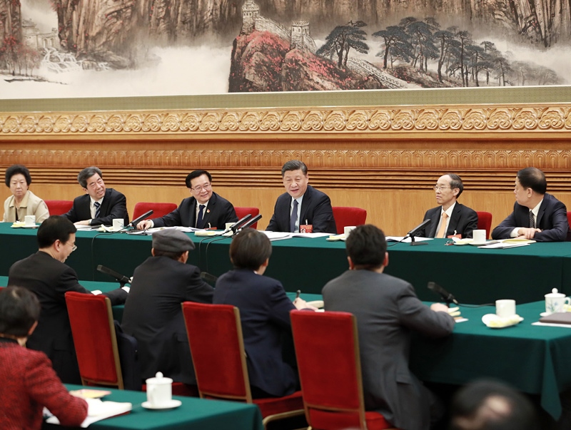 2019年3月8日，習近平總書記參加十三屆全國人大二次會議河南代表團的審議。