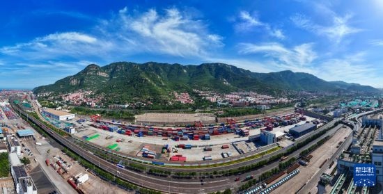 這是6月26日拍攝的中哈連云港物流合作基地（無人機照片）。新華社記者 季春鵬 攝