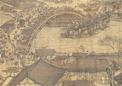 中國畫《清明上河圖》（局部），作者為北宋張擇端。 故宮博物院藏