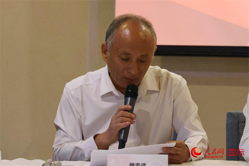 巴西中國安徽商會會長魏貴德在座談會上致辭。人民網(wǎng)記者 陳海琪攝