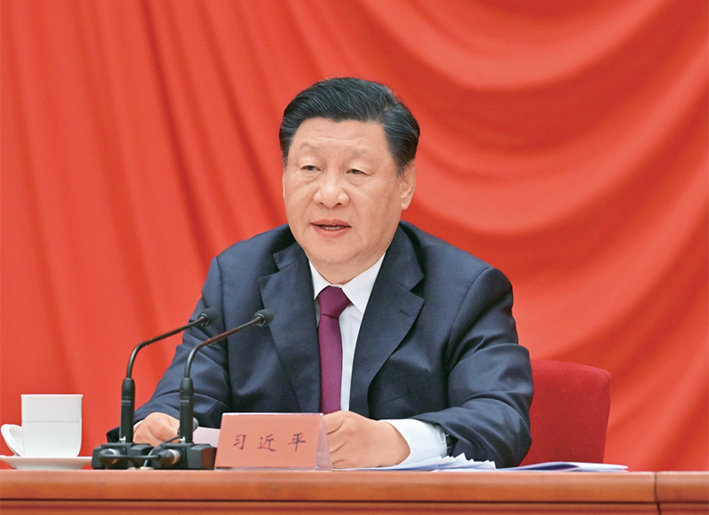 2022年5月10日，慶祝中國共產(chǎn)主義青年團成立100周年大會在北京人民大會堂隆重舉行。中共中央總書記、國家主席、中央軍委主席習(xí)近平在大會上發(fā)表重要講話。 新華社記者 岳月偉/攝